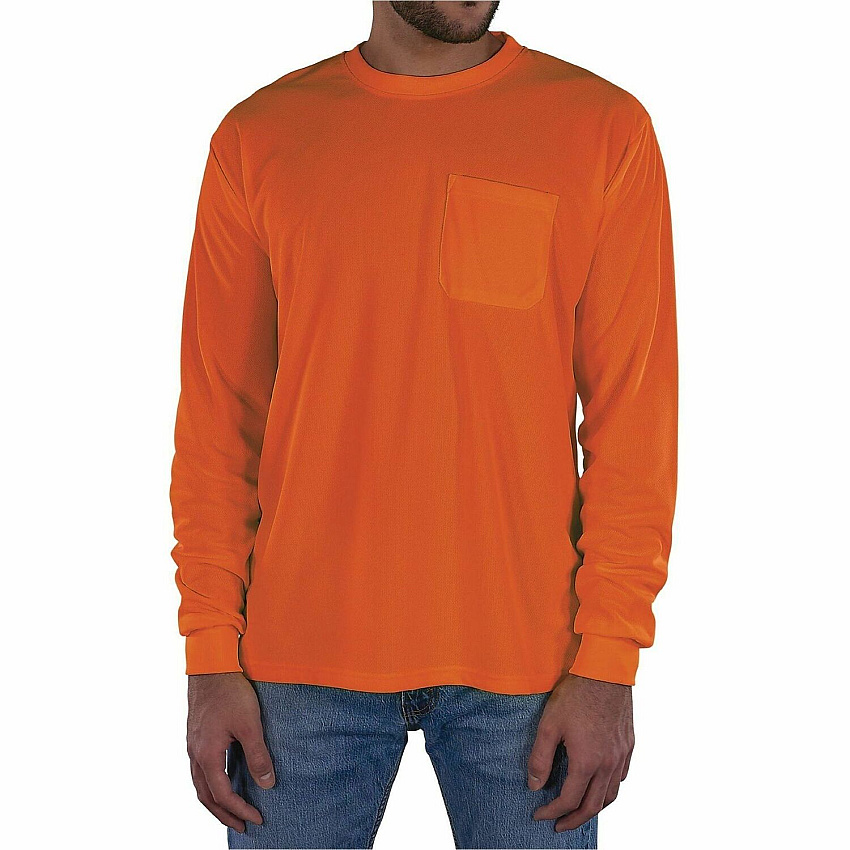 Ergodyne Non-Certified Essential Hi-Vis Long Sleeve T-Shirt Small Size - Unisex - Polyester, Fabric - Orange (21822)