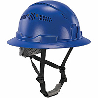 Ergodyne Skullerz 8964-MIPS Type 2 Full-Brim Safety Helmet Recommended for: Construction, Utility, Oil & Gas, Forestry, Mining, General Purpose - Head, Impact, Sun, Rain Protection - Expanded Polystyrene Foam (EPS) - Blue - Adjustable Ratchet, Rat (60613)