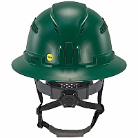 Ergodyne Skullerz 8964-MIPS Type 2 Full-Brim Safety Helmet Recommended for: Construction, Utility, Oil & Gas, Forestry, Mining, General Purpose - Head, Impact, Sun, Rain Protection - Expanded Polystyrene Foam (EPS) - Green - Adjustable Ratchet, Ra (60615)