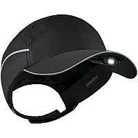 Ergodyne Skullerz 8965F(x) Bump Cap Hat with LED Light Recommended for: Mechanic, Baggage Handling, Food Processing, Manufacturing, Inspection - Head, Heat Protection - Hook & Loop Closure - Polyethylene, Foam, Polyester Mesh - Black - LED Light,  (23475)