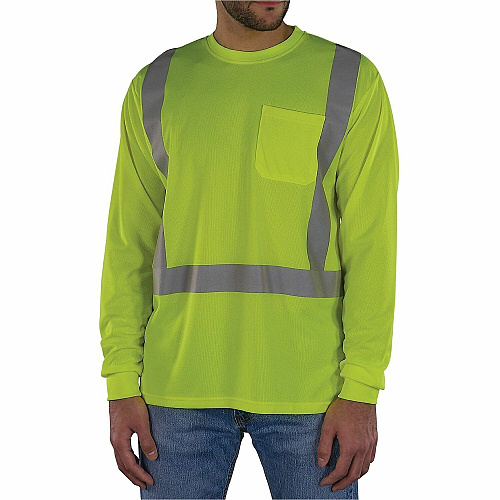 Ergodyne GloWear 8284 Essential Hi-Vis Long-Sleeve T-Shirt Extra Large (XL) Size - Unisex - Polyester, Fabric - Lime (21875)
