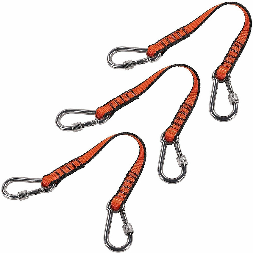 Ergodyne Squids 3154 Web Lanyard 5.07 lb Load Capacity - Small (S) - Tether Attachment - Orange - Nylon - 3 Pack (19266)