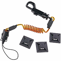 Ergodyne Squids 3151 Coil Lanyard with Mini Adhesive Mounts 2 lb Load Capacity - Small (S) - Hook & Loop Attachment - Black, Orange - 1 / Each (19260)