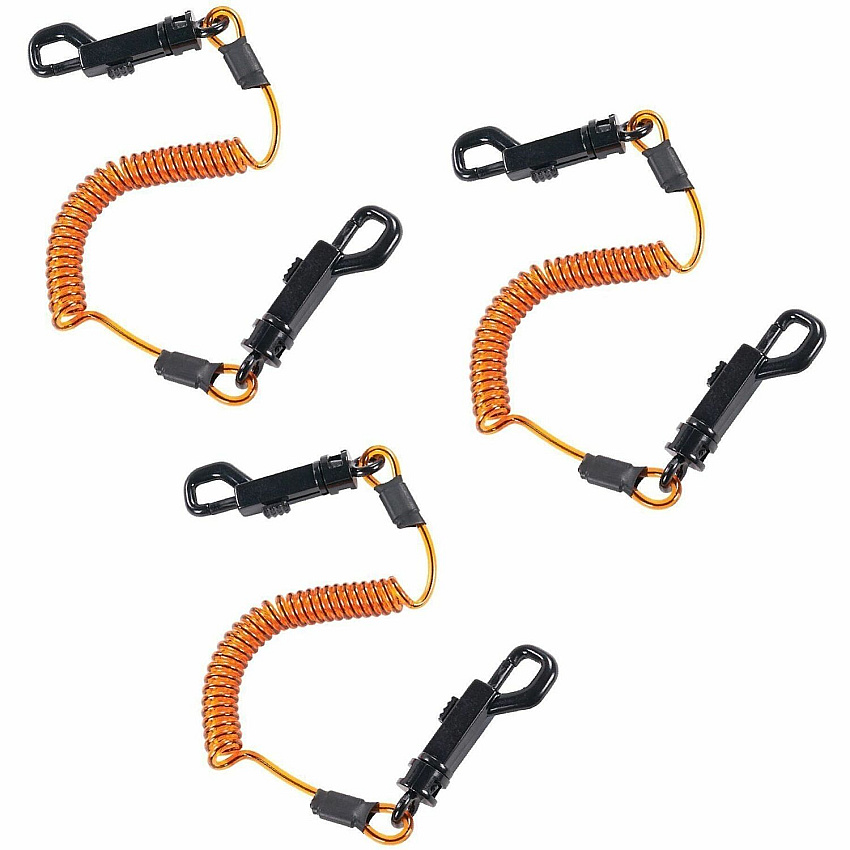 Ergodyne Squids 3152 Coil Lanyard 2 lb Load Capacity - Medium (M) - Hook Attachment - Black, Orange - 3 Pack (19262)