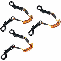 Ergodyne Squids 3152 Coil Lanyard 2 lb Load Capacity - Small (S) - Hook Attachment - Black, Orange - 3 Pack (19261)