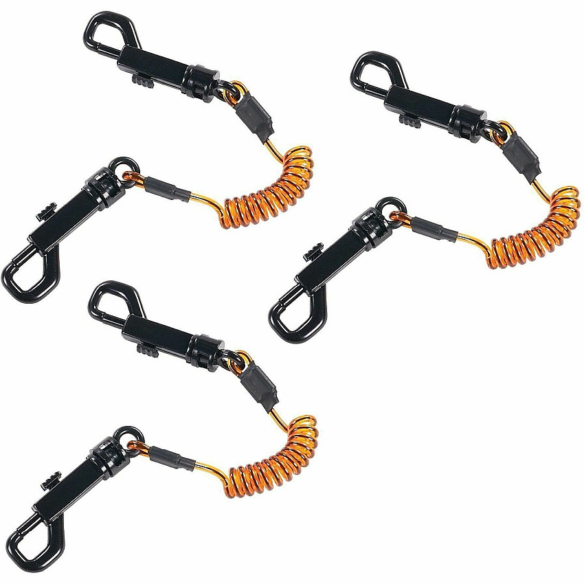 Ergodyne Squids 3152 Coil Lanyard 2 lb Load Capacity - Small (S) - Hook Attachment - Black, Orange - 3 Pack (19261)