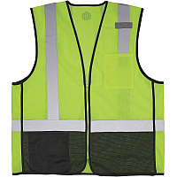 Ergodyne GloWear 8210Z Type R Economy Mesh Vest Recommended for: Construction, Transportation, Utility Crew, Survey Crew, Railway Worker, Baggage Handling, Emergency, Warehouse, Distribution - 6XL/7XL - Zipper Closure - 2 Pocket(s) - Polyester Mes (23020)