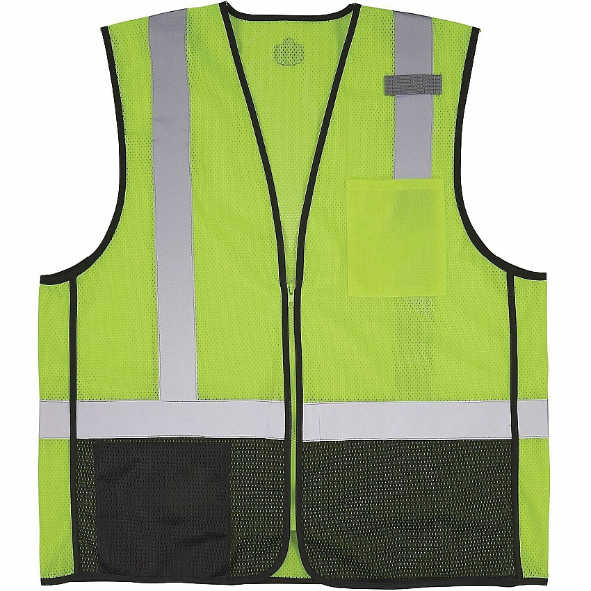 Ergodyne GloWear 8210Z Type R Economy Mesh Vest Recommended for: Construction, Transportation, Utility Crew, Survey Crew, Railway Worker, Baggage Handling, Emergency, Warehouse, Distribution - 6XL/7XL - Zipper Closure - 2 Pocket(s) - Polyester Mes (23020)