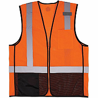 Ergodyne GloWear 8210Z Type R Economy Mesh Vest Recommended for: Construction, Transportation, Utility Crew, Survey Crew, Railway Worker, Baggage Handling, Emergency, Warehouse, Distribution - 6XL/7XL - Zipper Closure - 2 Pocket(s) - Polyester Mes (23030)