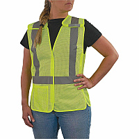 Ergodyne GloWear 8215BAW-S Womens Mesh Hi-Vis Safety Vest Recommended for: Construction, Baggage Handling - Small - Hook & Loop Closure - 1 Pocket(s) - Polyester Mesh - Lime - High Visibility, Hook & Loop, Reflective, Comfortable, Hook & Loop Clos (22442)