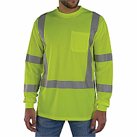 Ergodyne GloWear 8368 Essential Hi-Vis Long-Sleeve T-Shirt 2XL Size - Unisex - Polyester, Fabric - Lime (22056)