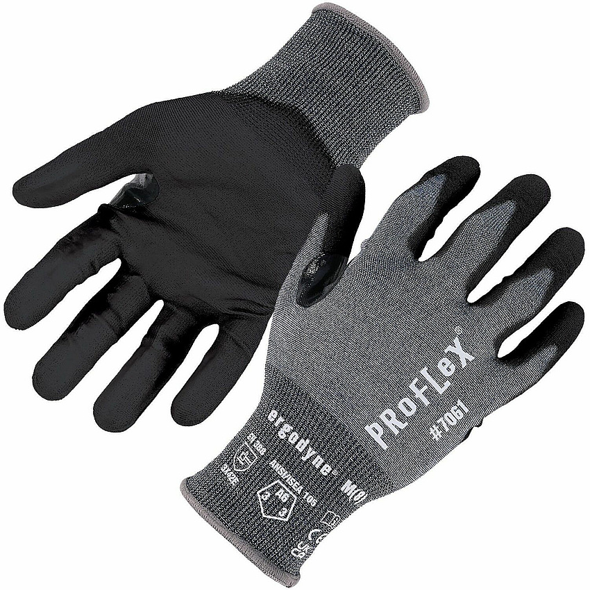 Ergodyne ProFlex 7061 PU Coated Cut-Resistant Gloves Cut, Abrasion, Hand Protection - Polyurethane Coating - 7 Size Number - Small Size - Polyurethane - Blue - Touchscreen Capable - Reinforced Thumb Saddle, Machine Washable, Slash Resistant, Cut R (10322)
