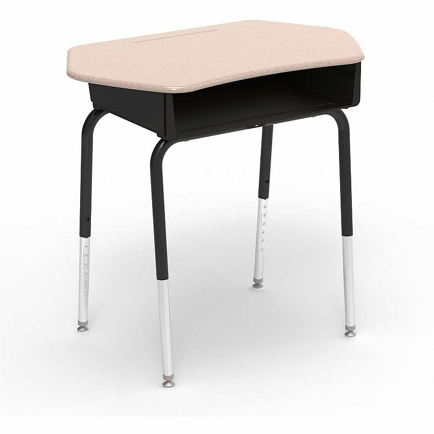 Lorell League Adjustable-Height Open-Front Student Desks x 33" Width x 20" Depth - Finish: Sandstone - Sandstone Table Top - Durable, Storage Space - For Student, Desk, Storage (LLR83092SSPL)