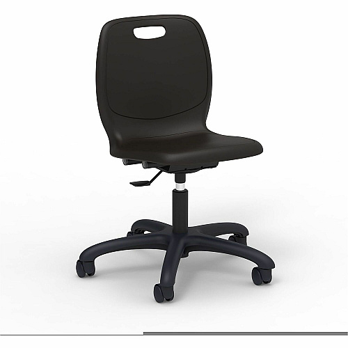 Lorell League Adjustable-Height Task Chairs Material: Polypropylene - Finish: Black - Swivel, Casters, Versatile, Adjustable Seat, Swivel Caster, Dual Wheel Caster, Pneumatic Adjustment, 360&deg; Swivel, Hooded Caster, Swivel Casters - For  (LLR83093BKPL)