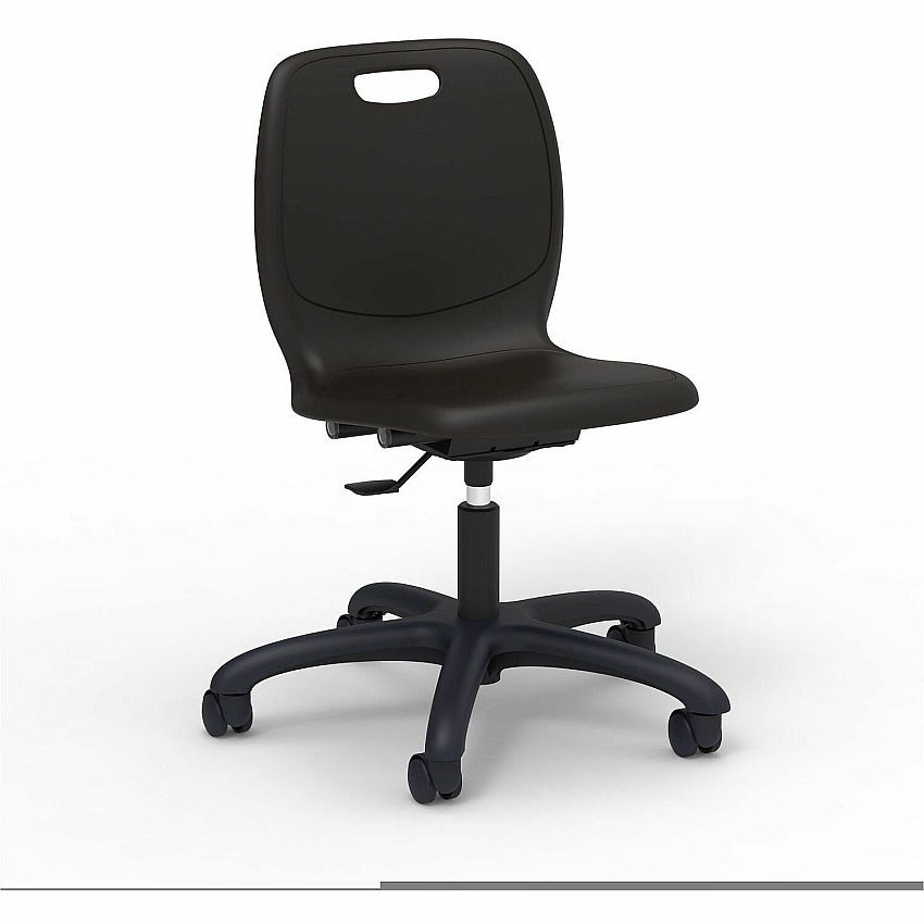 Lorell League Adjustable-Height Task Chairs Material: Polypropylene - Finish: Black - Swivel, Casters, Versatile, Adjustable Seat, Swivel Caster, Dual Wheel Caster, Pneumatic Adjustment, 360&deg; Swivel, Hooded Caster, Swivel Casters - For  (LLR83093BKPL)