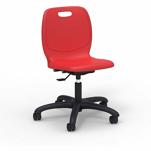 Lorell League Adjustable-Height Task Chairs Material: Polypropylene - Finish: Red - Swivel, Casters, Versatile, Adjustable Seat, Swivel Caster, Dual Wheel Caster, Pneumatic Adjustment, 360&deg; Swivel, Hooded Caster, Swivel Casters - For Cl (LLR83093RDPL)