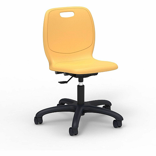 Lorell League Adjustable-Height Task Chairs Material: Polypropylene - Finish: Squash - Swivel, Casters, Versatile, Adjustable Seat, Swivel Caster, Dual Wheel Caster, Pneumatic Adjustment, 360&deg; Swivel, Hooded Caster, Swivel Casters - For (LLR83093YWPL)