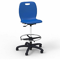 Lorell League Student Lab Stools 14" Height - Material: Polypropylene - Finish: Cobalt - Swivel, Ergonomic, Comfortable, Pneumatic Adjustment, 360&deg; Swivel, Mobility, Dual Wheel Caster, Hooded Caster, Swivel Casters - For Student (LLR83094MBEPL)