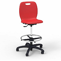 Lorell League Student Lab Stools 14" Height - Material: Polypropylene - Finish: Red - Swivel, Ergonomic, Comfortable, Pneumatic Adjustment, 360&deg; Swivel, Mobility, Dual Wheel Caster, Hooded Caster, Swivel Casters - For Student (LLR83094RDPL)