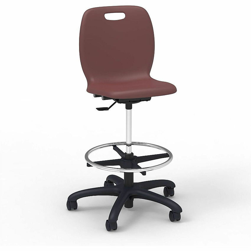 Lorell League Student Lab Stools 14" Height - Material: Polypropylene - Finish: Burgundy - Swivel, Ergonomic, Comfortable, Pneumatic Adjustment, 360&deg; Swivel, Mobility, Dual Wheel Caster, Hooded Caster, Swivel Casters - For Student (LLR83094BYPL)