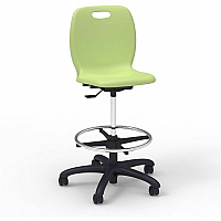 Lorell League Student Lab Stools 14" Height - Material: Polypropylene - Finish: Green Apple - Swivel, Ergonomic, Comfortable, Pneumatic Adjustment, 360&deg; Swivel, Mobility, Dual Wheel Caster, Hooded Caster, Swivel Casters - For Student (LLR83094GNPL)