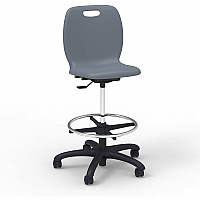 Lorell League Student Lab Stools 14" Height - Material: Polypropylene - Finish: Graphite - Swivel, Ergonomic, Comfortable, Pneumatic Adjustment, 360&deg; Swivel, Mobility, Dual Wheel Caster, Hooded Caster, Swivel Casters - For Student (LLR83094GYPL)