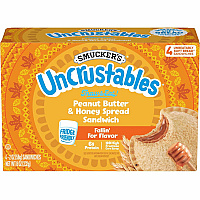 Smucker's Peanut Butter & Honey Spread Sandwich Preservative-free, Cholesterol-free - Creamy Peanut Butter, Honey, Wheat - 2.60 oz - 16/Bag - 2 / Carton (60004244)