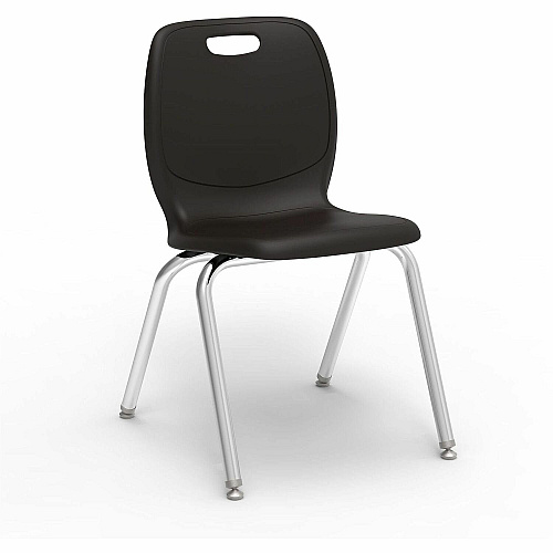 Lorell League Stacking Student Chairs Four-legged Base - Black - Polypropylene (LLR99906BKPL)