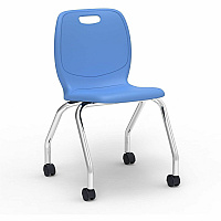 Lorell League Mobile Student Task Chairs Four-legged Base - Sky Blue - Polypropylene, Poly (LLR99909LBEPL)