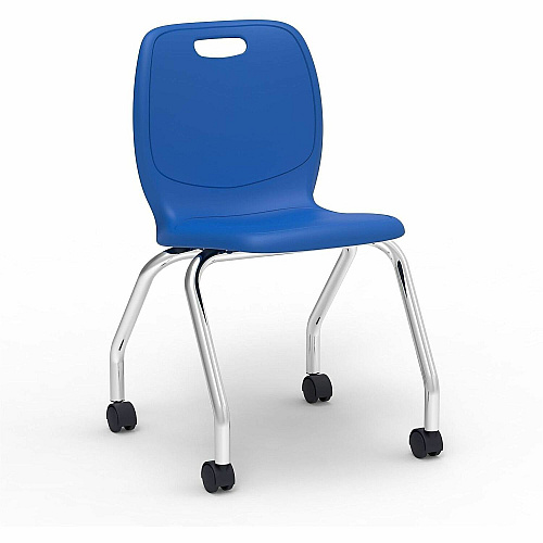 Lorell League Mobile Student Task Chairs Four-legged Base - Cobalt - Polypropylene, Poly (LLR99909MBEPL)