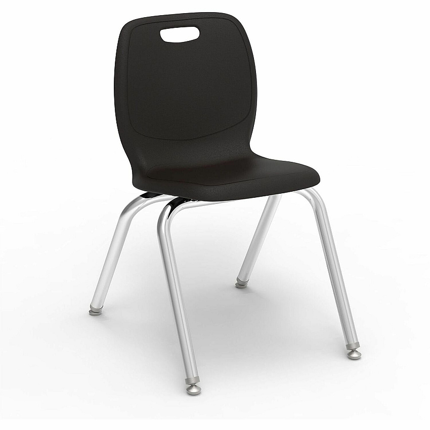 Lorell League Stacking Student Chairs Four-legged Base - Black - Polypropylene (LLR99905BKPL)
