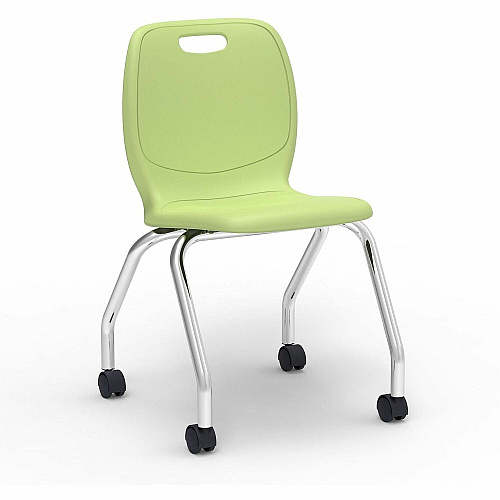 Lorell League Mobile Student Task Chairs Four-legged Base - Green Apple - Polypropylene, Poly (LLR99909GNPL)