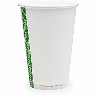 Vegware 89-Series Single-Wall Hot Cups 16 fl oz - White, Green - Polylactic Acid (PLA), Paperboard - Hot Drink, Coffee, Tea, Soup - 1000 / Carton (LV16G)