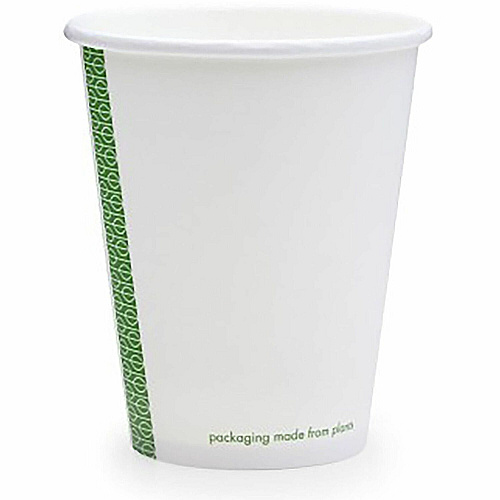 Vegware 89-Series Single-Wall Hot Cups 8 fl oz - White, Green - Polylactic Acid (PLA), Paperboard - Hot Drink, Coffee, Tea, Soup - 1000 / Carton (LV8G)