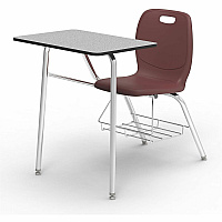 Lorell League Student Desk-Chair Combo Material: High Pressure Laminate (HPL), Polypropylene, Nylon - Finish: Gray Nebula, Chrome, Burgundy - Glide, Book Rack, Swivel, Easy to Clean - For Classroom, Storage, Book, Notebook, Student (LLR99908BYPL)