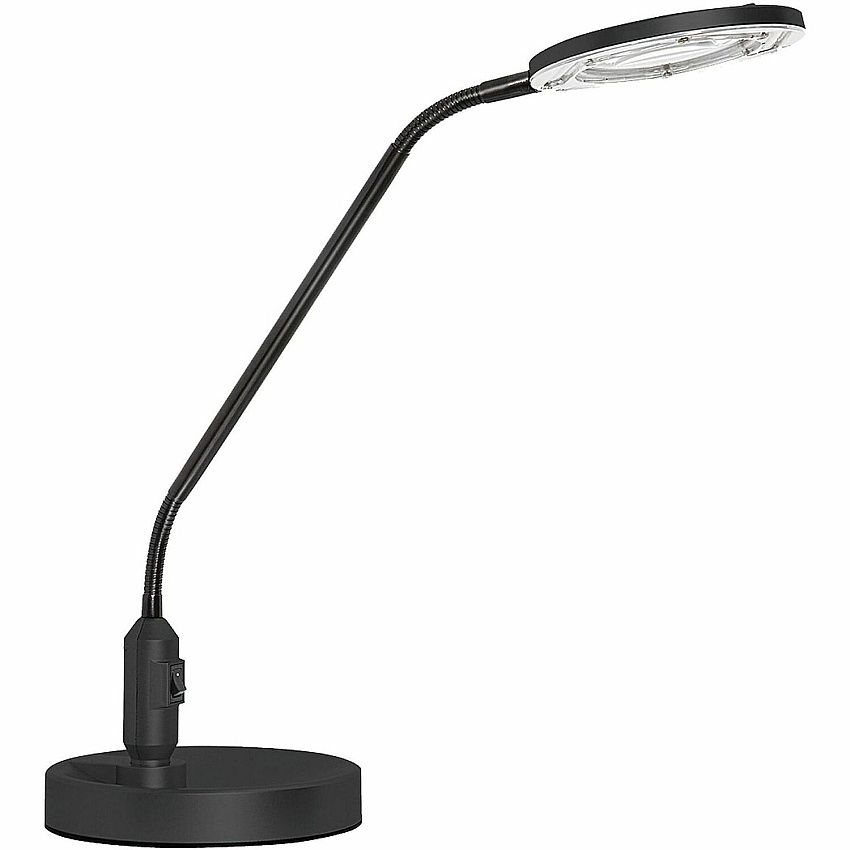 Victory Light LED Task Lamp/Magnifier 16.8" Height x 6.9" Width - 5.40 W LED Bulb - Adjustable, Dust Proof, Scratch Resistant, Dust Resistant, Adjustable Arm, Gooseneck - Desk Mountable, Clamp Mount - Black - for Desk (VLM765B)