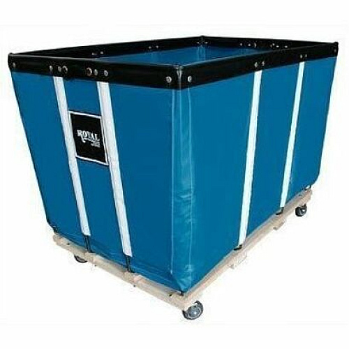 Royal Basket Trucks Heavy-Duty Basket Truck 4 Casters - 4" Caster Size - Vinyl, Wood, Steel, Polyvinyl Chloride (PVC) - 54" Length x 34" Width x 30" Depth x 37.50" Height - Steel Frame - Blue (R24BBWHDA4)