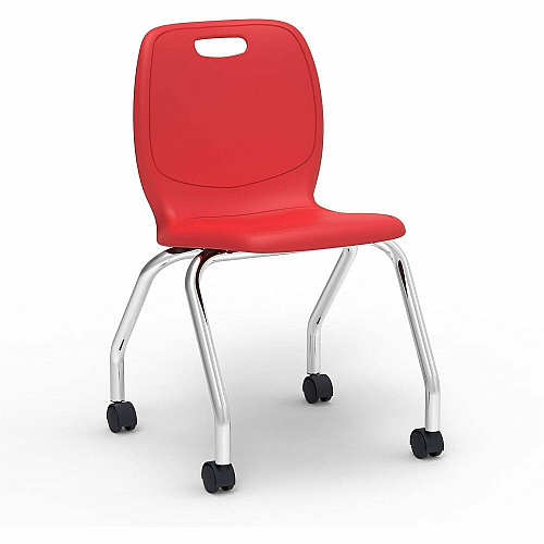 Lorell League Mobile Student Task Chairs Four-legged Base - Red - Polypropylene, Poly (LLR99909RDPL)