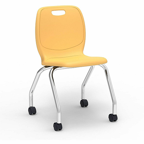 Lorell League Mobile Student Task Chairs Four-legged Base - Squash - Polypropylene, Poly (LLR99909YWPL)