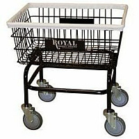 Royal Basket Trucks Wire Laundry Cart Small - 4 Casters - 5" Caster Size - Wire, Polyvinyl Chloride (PVC), Vinyl, Steel - 27" Length x 22" Width x 11" Depth x 27.50" Height - White, Black (R27BKXW0A5U)