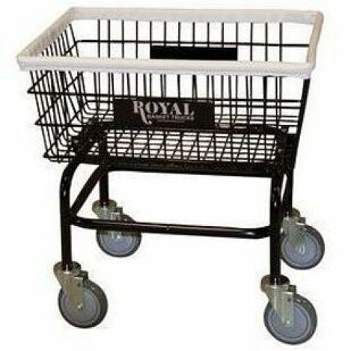 Royal Basket Trucks Wire Laundry Cart Small - 4 Casters - 5" Caster Size - Wire, Polyvinyl Chloride (PVC), Vinyl, Steel - 27" Length x 22" Width x 11" Depth x 27.50" Height - White, Black (R27BKXW0A5U)