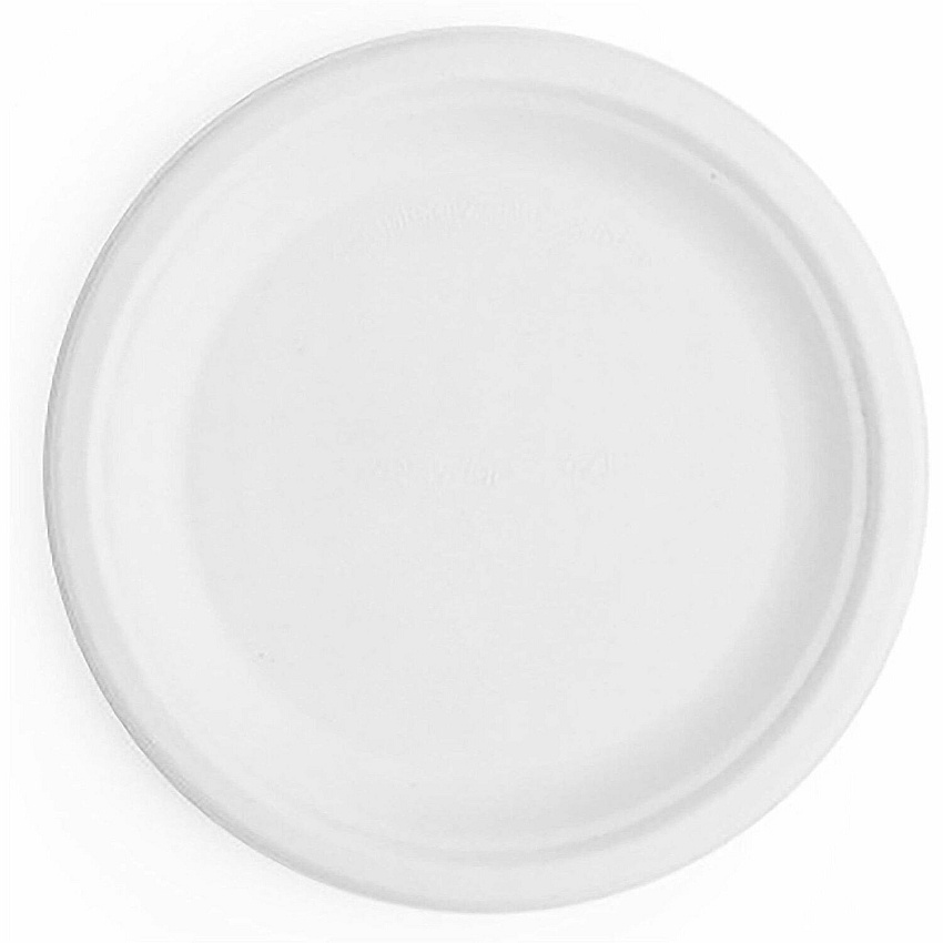 Vegware Nourish 7in Plate, White Molded Fiber Food - 7" Diameter - White - Molded Fiber, Sugarcane Body - 125 / Pack (VWP011NFA)