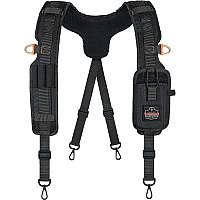 Ergodyne Arsenal 5566 Tool Belt Suspenders - Tool Tethering Attachment Point Adjustable - 5.07 lb Load Capacity - Extra Large (XL)/Extra Extra Large (XXL) - Clip Attachment - Black - Polyester - 1 / Each (13566)