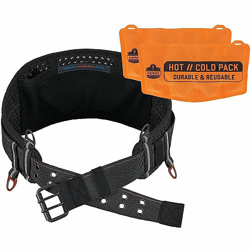 Ergodyne Arsenal 5558 7" Padded Tool Belt with Hot/Cold Pack Adjustable - 5.07 lb Load Capacity - Medium (M)/Large (L) - Buckle Attachment - Black - Polyester - 1 / Each (13703)