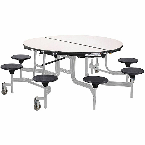 National Public Seating Mobile Stool Units Round Table Top - Finish: Black - Gray Nebula Table Top - Washable, Handle, Lockable, Easy to Clean, Rolling Caster, Laminated (TR60SMPPGY10)