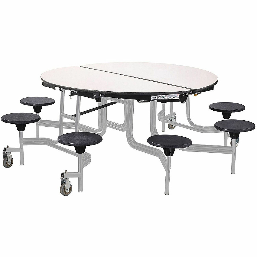 National Public Seating Mobile Stool Units Round Table Top - Finish: Black - Gray Nebula Table Top - Washable, Handle, Lockable, Easy to Clean, Rolling Caster, Laminated (TR60SMPPGY10)