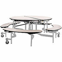 National Public Seating Mobile Fixed-Bench Units Curved - Finish: Gray Nebula - Gray Nebula Table Top - Laminated, Washable, Handle, Mobility, Lockable, Easy to Clean, Rolling Caster, Fixed (TR60BMPPGYGY)