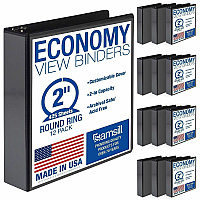 Samsill Light-Duty 3-Ring Binders 2" Binder Capacity - Letter - 8 1/2" x 11" Sheet Size - 425 Sheet Capacity - 3 Ring - Fastener: Round Ring - Pocket: 2, Internal - Fiberboard - Black - Recycled - Clear Overlay, Pocket, Lay Flat, PVC-free, Clea (MP128560)