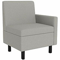 Safco Movvi Modular Single-Seat Chair with Left Arm 33.8" Height x 27" Width x 24" Depth - Finish: Dorset Platinum - Long Lasting, Durable, Upholstered, Armrest, Upholstered Arm, Modular - For Lounge (MISSALDT15)