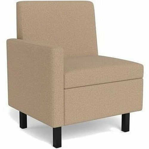 Safco Movvi Modular Single-Seat Chair with Right Arm 33.8" Height x 27" Width x 24" Depth - Finish: Dorset Taupe - Long Lasting, Durable, Upholstered, Armrest, Upholstered Arm, Modular - For Lounge (MISSARDT08)